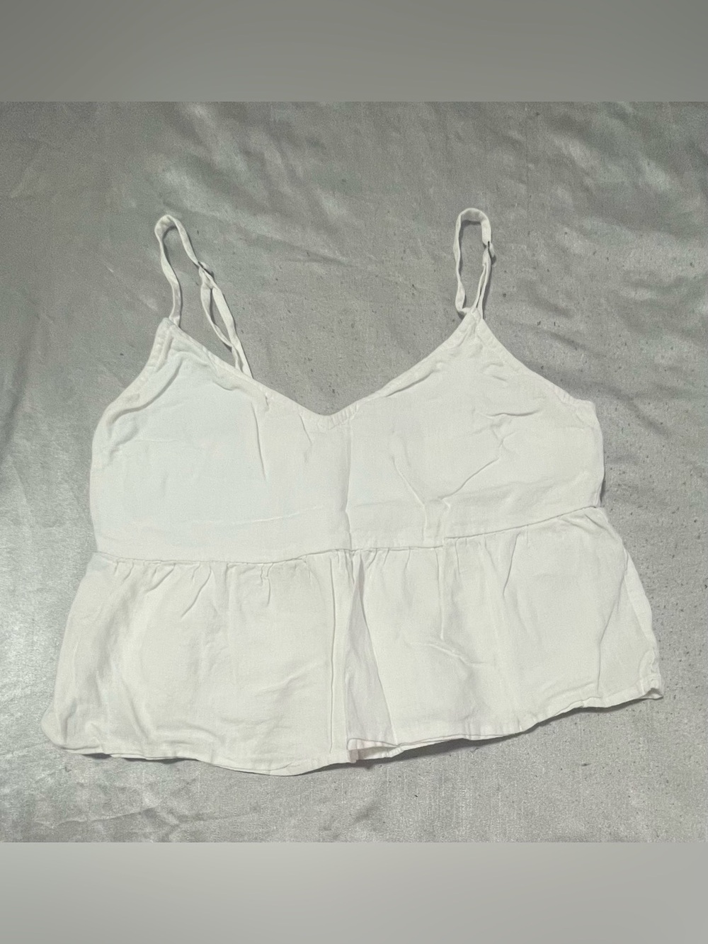 Abercrombie & Fitch White Peplum Camisole with Adjustable Straps